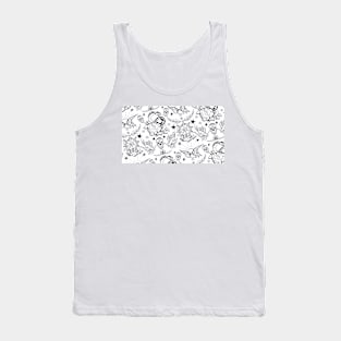 Black and White Punk Tattoo Pattern Design Illustration Tank Top